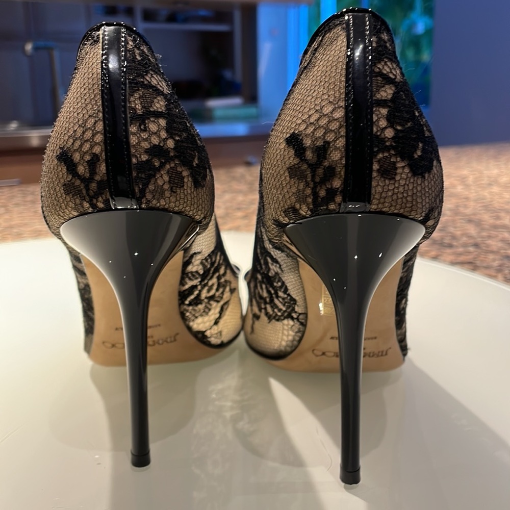 JIMMY CHOO lace and patent leather tip in black size EU 38.5 - Picture 10 of 14